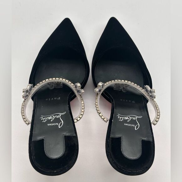 Christian Louboutin Planet Queen 70 Velvet Crystal Embellished Mules 70mm EU 39 - Picture 5 of 14
